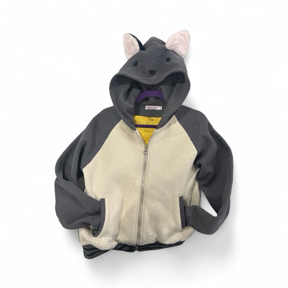 Peachie Shop Gray and Cream Kids Animal Hoodie
